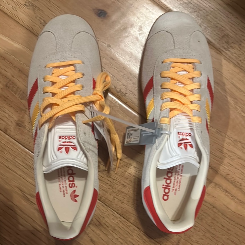Adidas Red and Yellow Sneakers Classic Low-Top Design